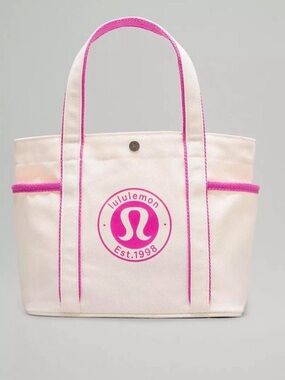 lululemon athletica Cream Canvas Tote with Pink Trim